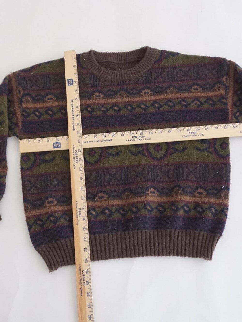 Vintage Olive Brown Tribal Southwestern Geometric Knit Sweater Cabin Grandpa M - Picture 3 of 9
